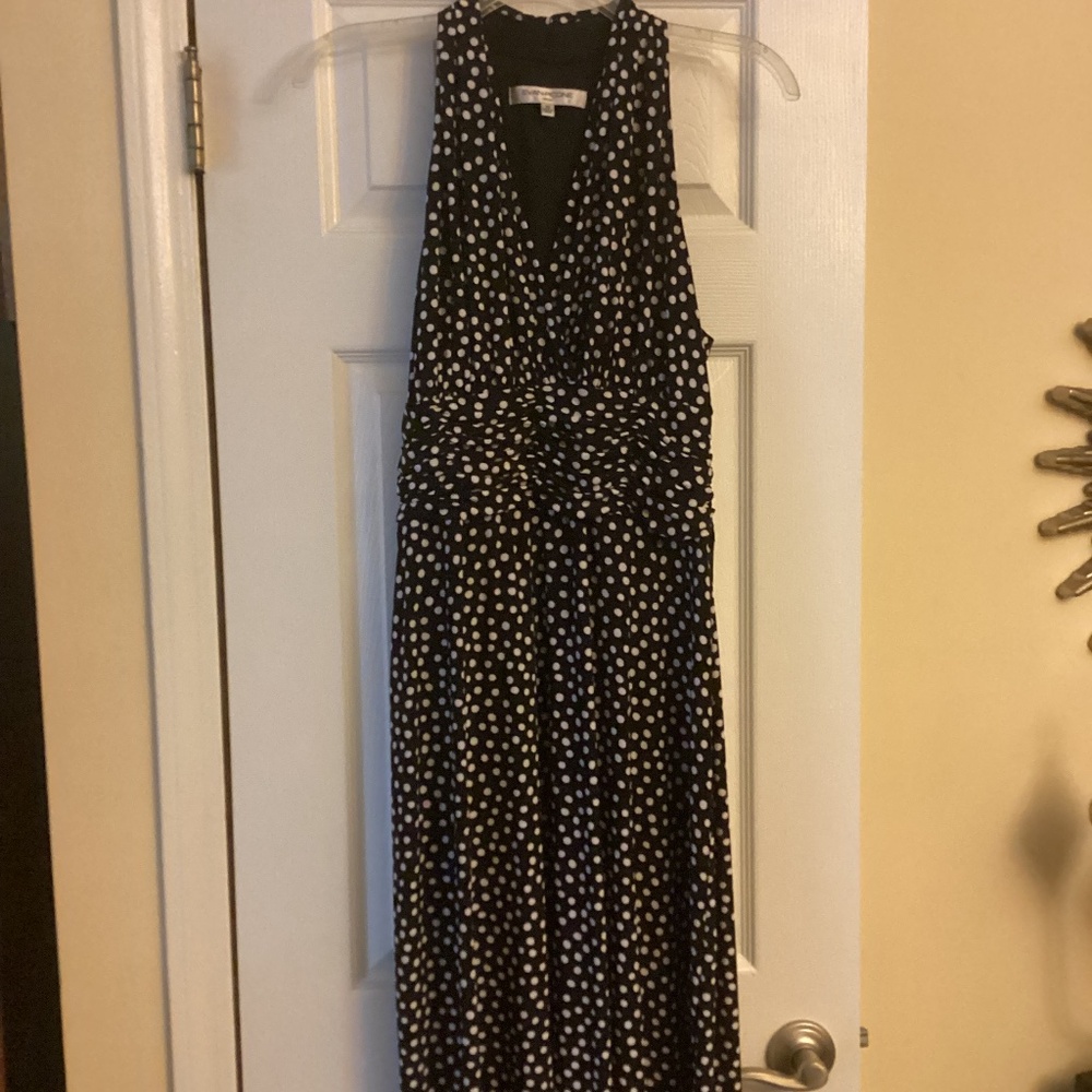 Evan Picone black with white polka dots dress. Size 12. Polyester.